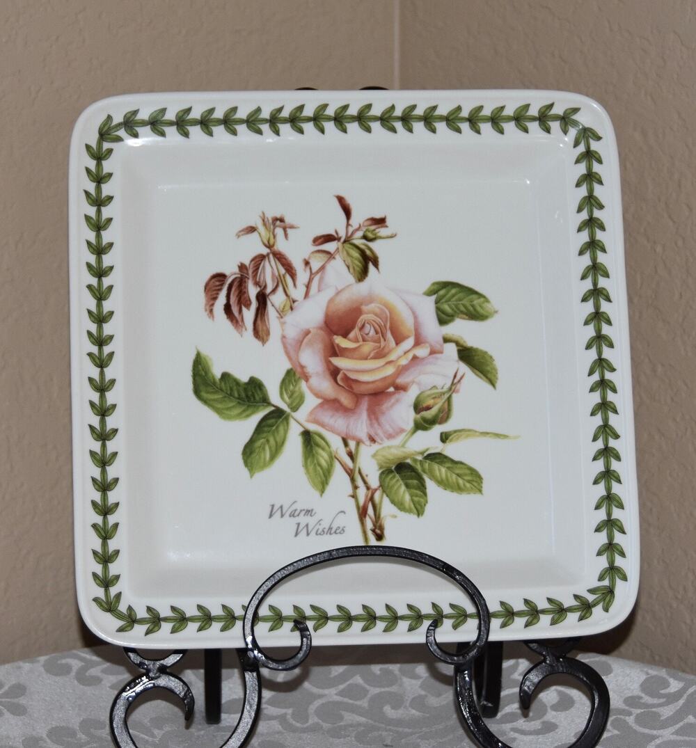 Portmeirion Botanic Roses "Warm Wishes" Large Square Serving Bowl